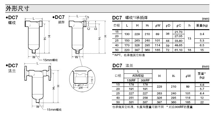 DC7汽水分离器外形尺寸